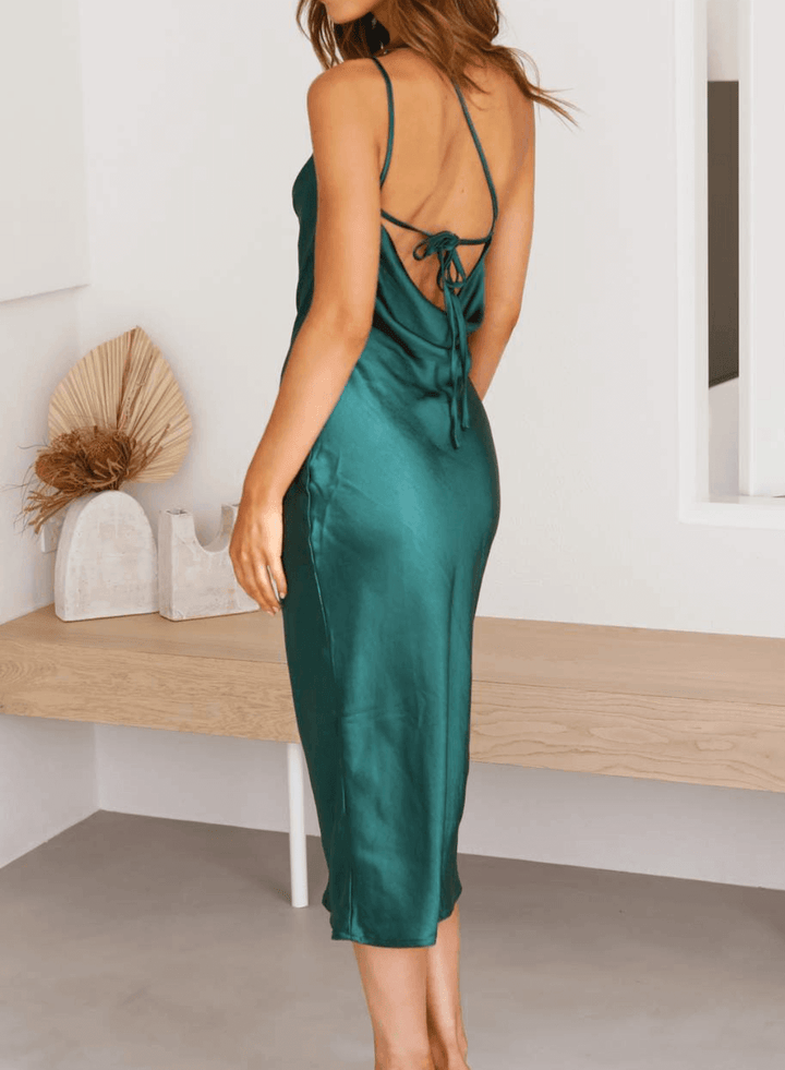 Women's Satin Midi Slip Dress: Elegant & Versatile