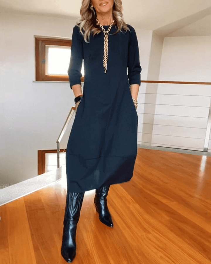 Elegant Pleated Midi Dress for Women