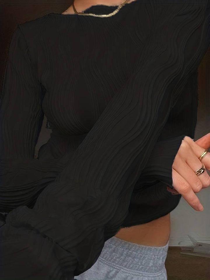 Women's Long Sleeve Crop Blouse Top