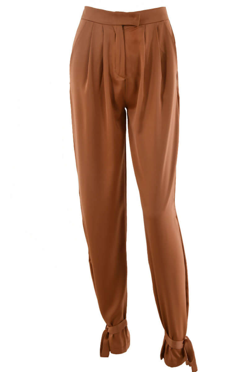 Women's High-Waisted Pleated Tapered Trousers