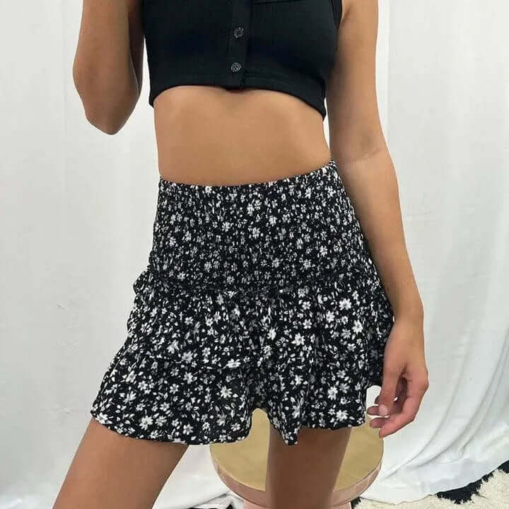 Women's Summer Mini Skirt: High-Waisted, Flowy Ruffle