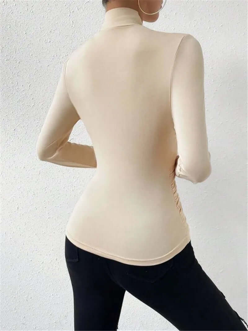 Women's Long Sleeve Wrap Top, V-Neck, Slim Fit