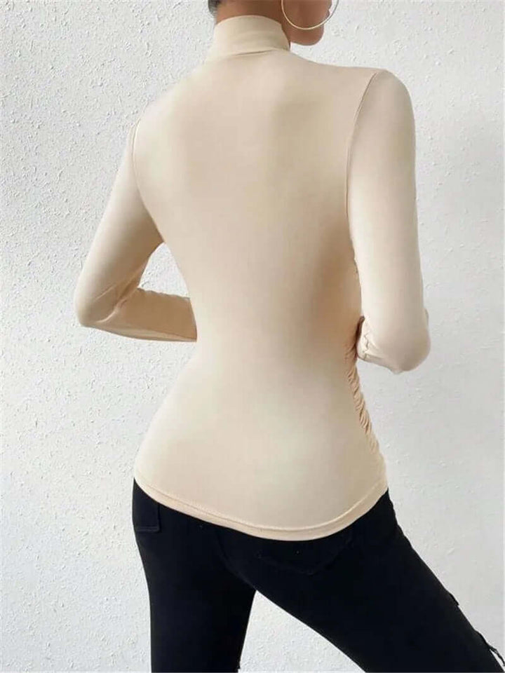 Women's Long Sleeve Wrap Top, V-Neck, Slim Fit
