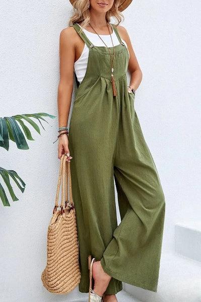 Women's Casual Wide Leg Jumpsuit: Sleeveless Summer Jumpsuit