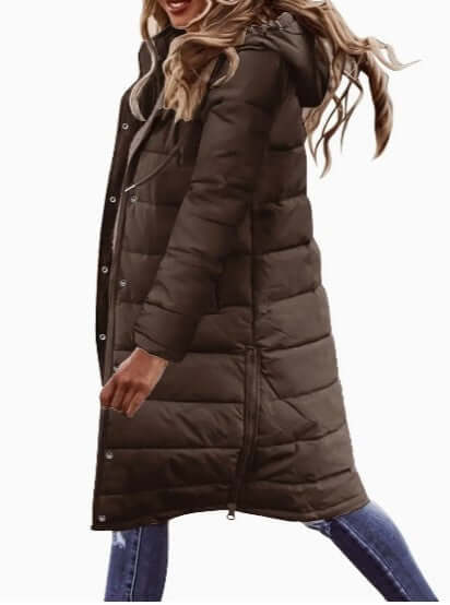 Women's Long Padded Winter Coat with Hood
