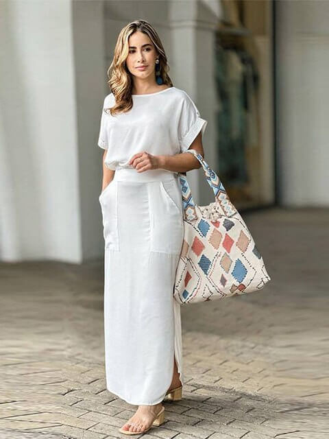 Elegant Satin Two-Piece Set: Crop Top & Maxi Skirt