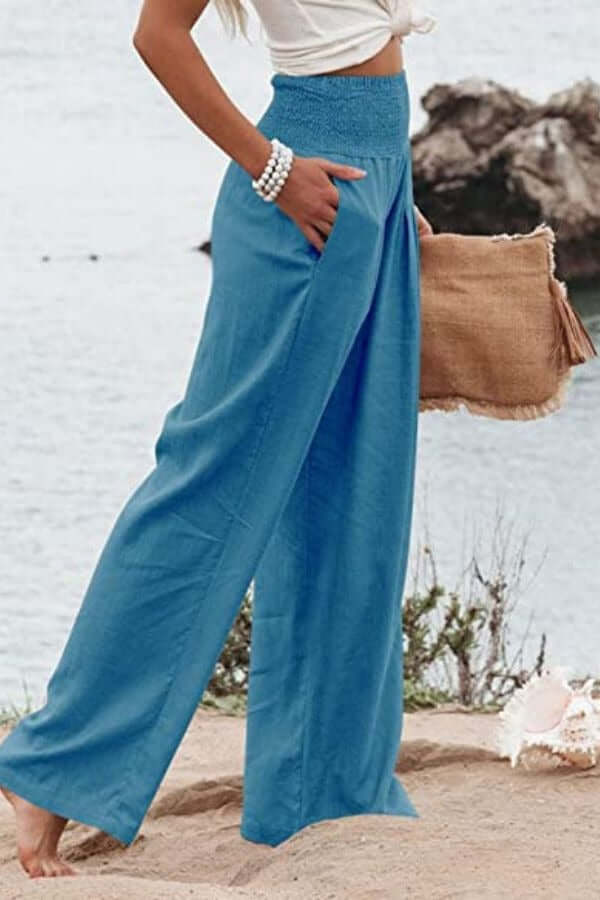 Women's Wide Leg Elastic Waist Casual Pants