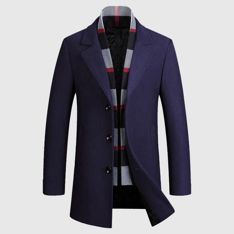 Men's Shawl Collar Wool Blend Coat
