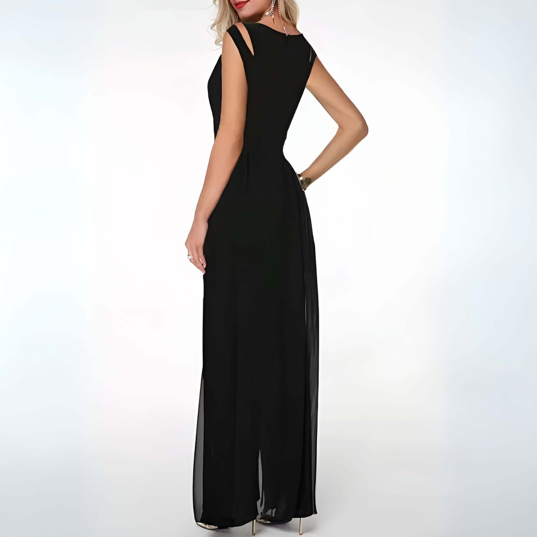 Women's Sleeveless Wide-Leg Jumpsuit with Cut-Out Detail