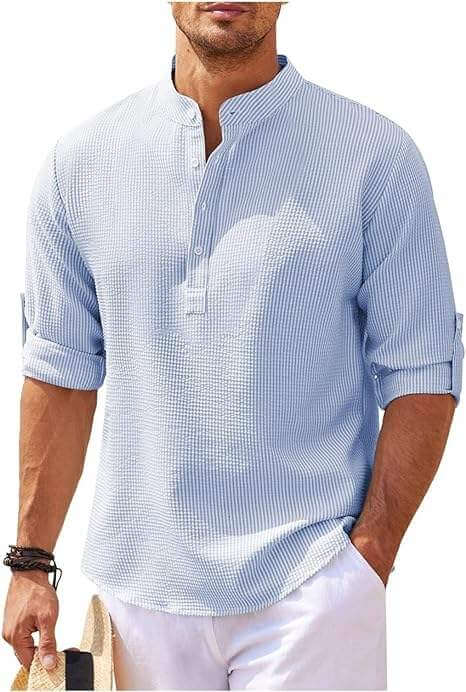 Men's Relaxed Fit Long Sleeve Henley Shirt