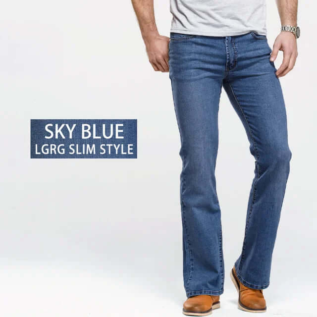 Men's Bootcut Jeans: Stretch Denim, 5-Pocket Design