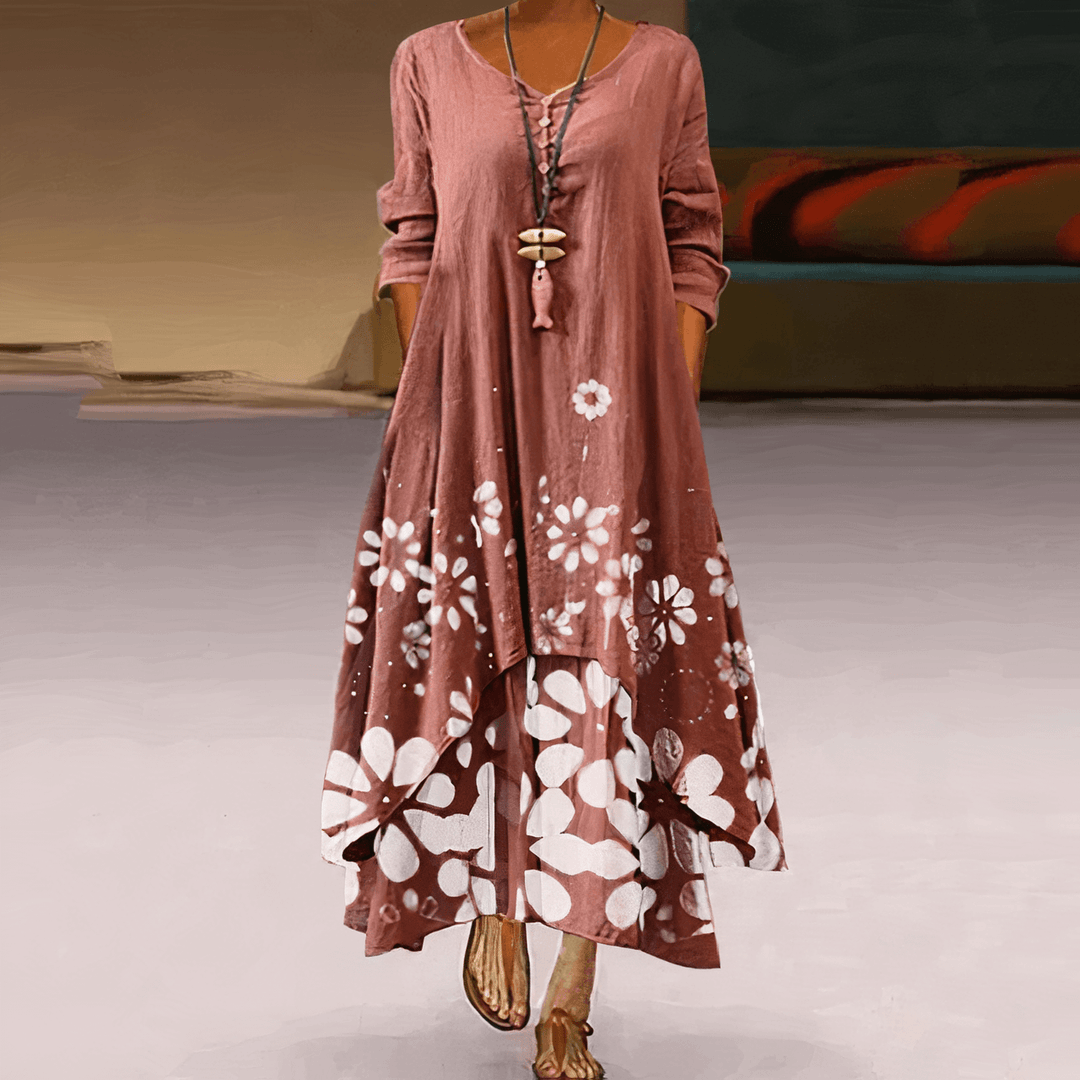 Elegant A-Line Cotton Dress: Sustainable & Breathable