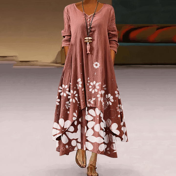 Elegant A-Line Cotton Dress: Sustainable & Breathable