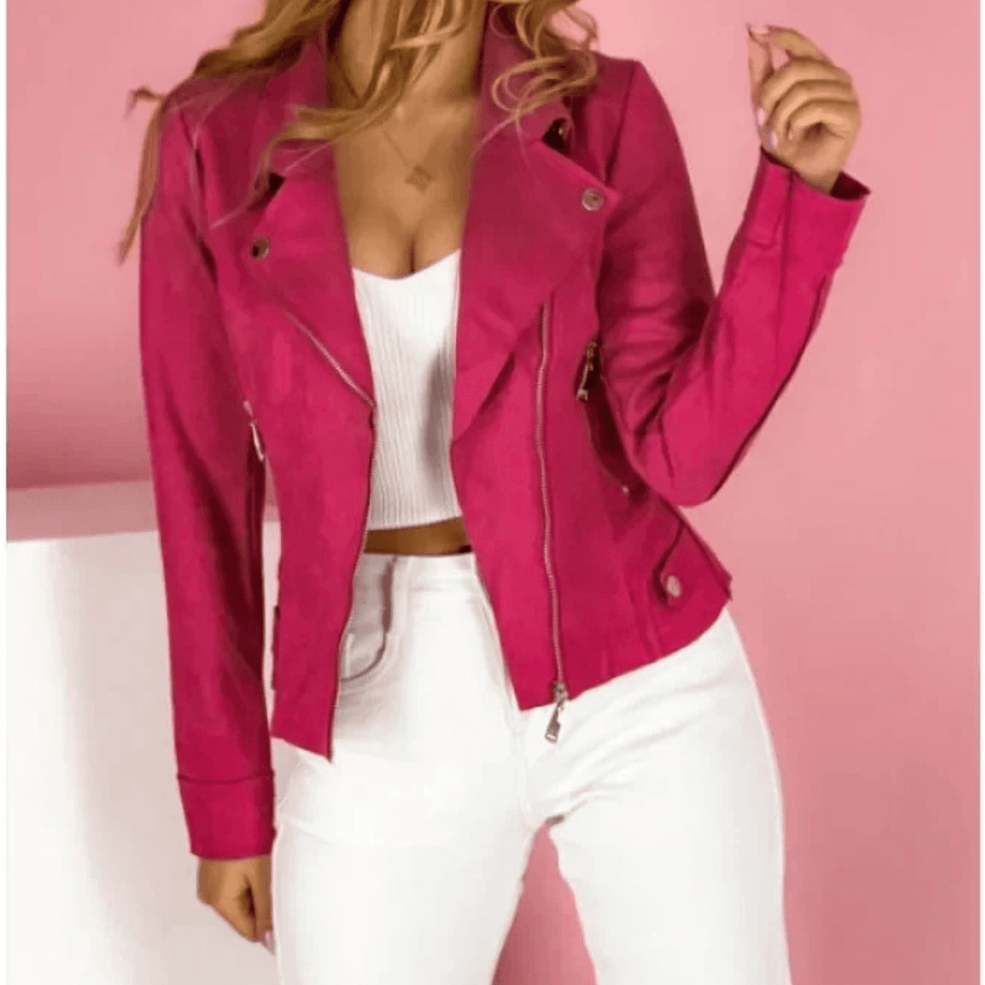 Women's Leather Jacket: Turn-Down Collar