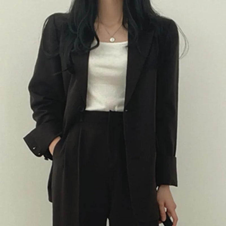 Women's Smart Casual Suit: Oversized Blazer & High-Waisted Trousers
