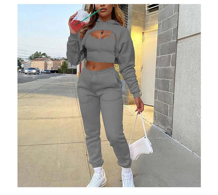 Women's 3-Piece Fleece Jogging Suit: Cozy & Stylish