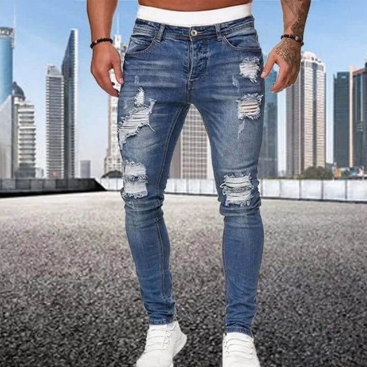 Men's Flocked Skinny Jeans: Stylish & Comfortable Fit