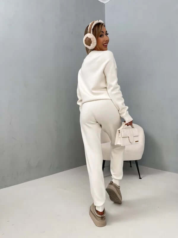 Women's Soft Long Sleeve Loungewear Set with Drawstring Pants