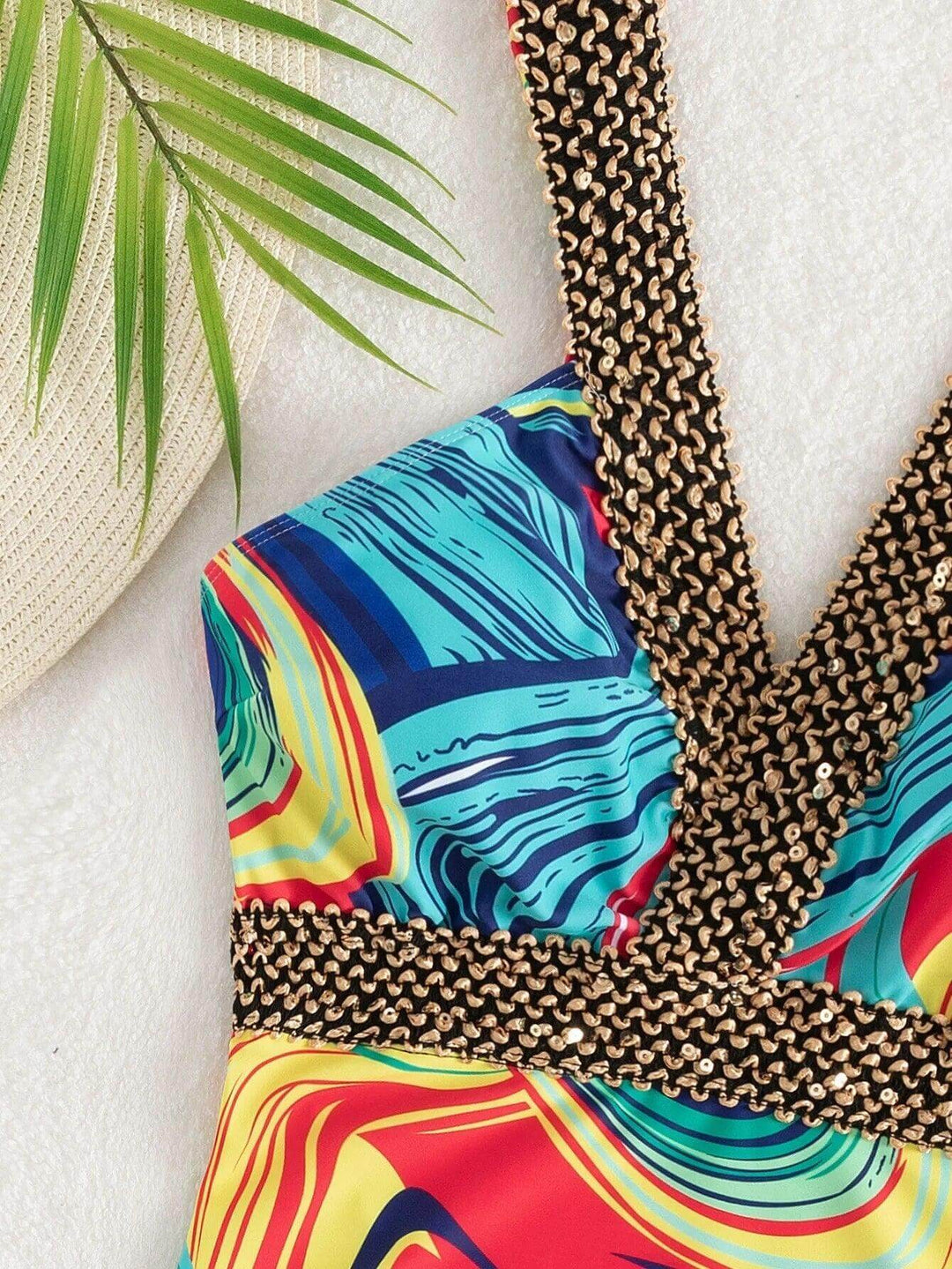 Women's V-Neck One-Piece Swimsuit: Elegant & Comfortable