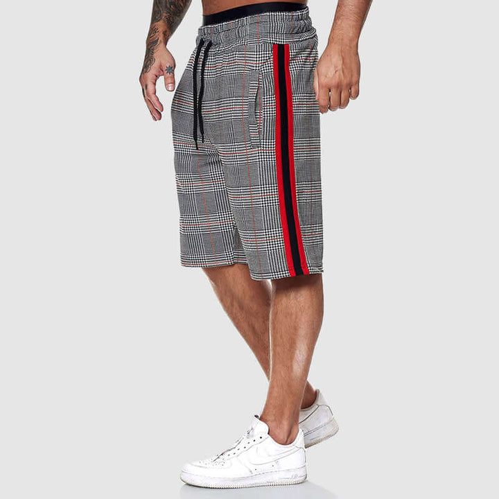Men's Checkered Drawstring Shorts: Relaxed Fit, Elastic Waist