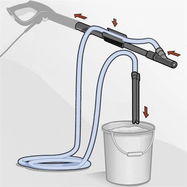 DIY high pressure sandblasting kit removing rust and paint with water stream; includes wands, hose, nozzle, goggles.