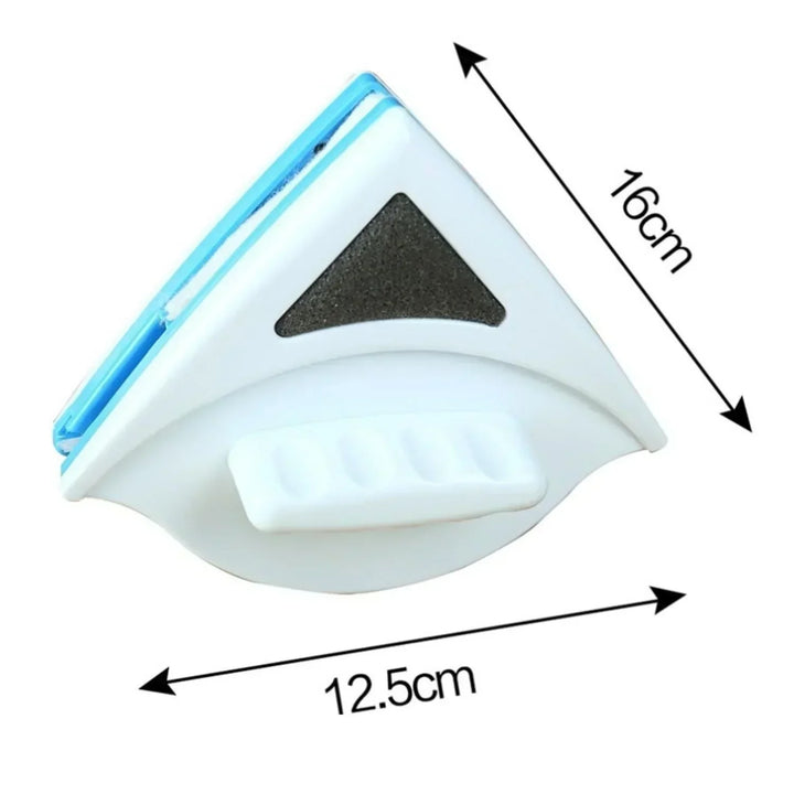Dual-sided magnetic window cleaner for 3-8mm glass, featuring a yellow handle and secure blue magnets for streak-free cleanin