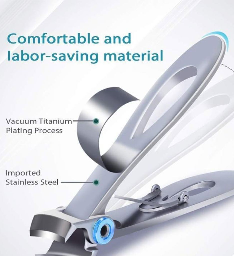 Durable stainless steel nail clipper with ergonomic grip, ultra-sharp blades for men and women, ideal for tough nails.