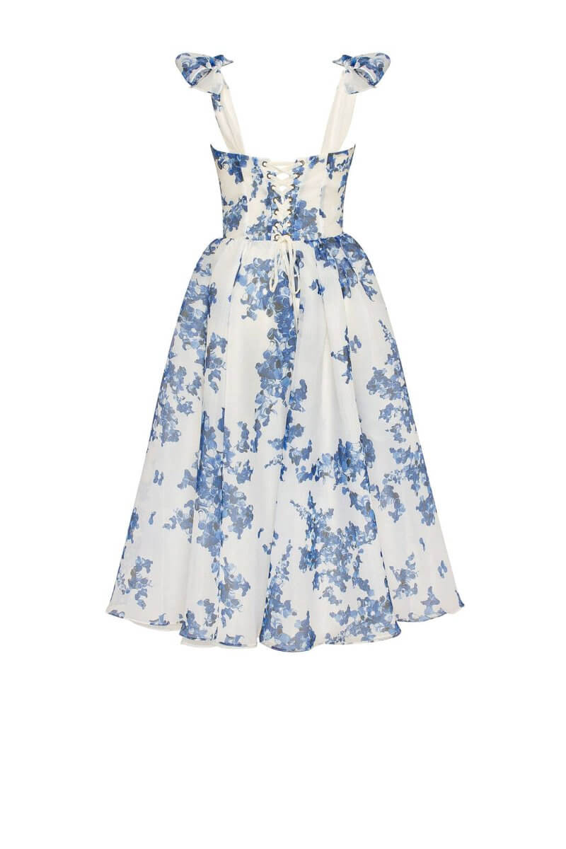 Elegant Blue Midi Women's Dress