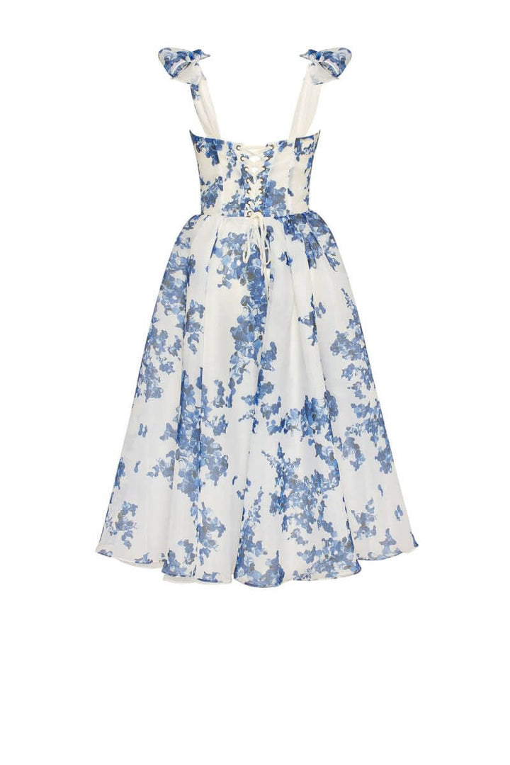 Elegant Blue Midi Women's Dress