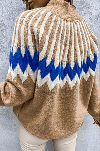 Women's Printed Collared Sweater: Cozy & Stylish
