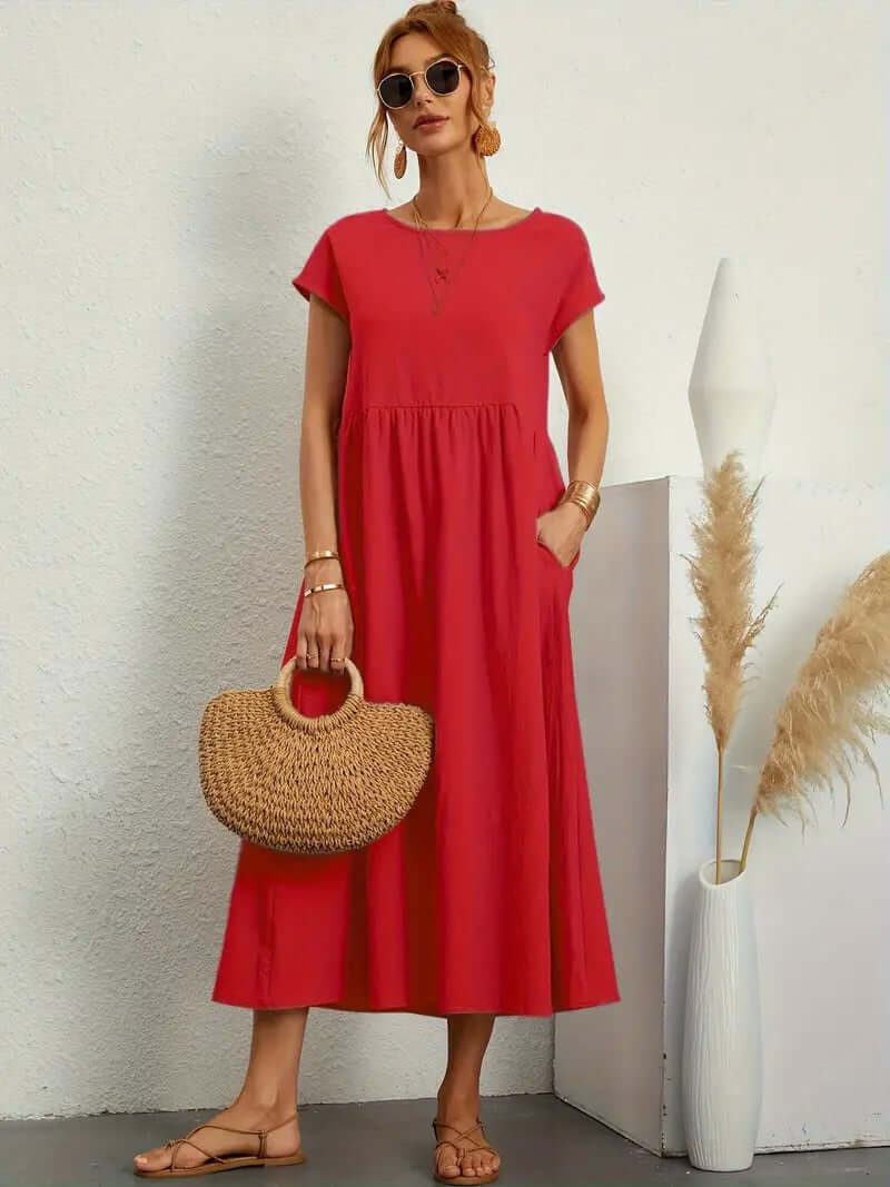 Summer Sleeveless Dress & Handbag Set for Women