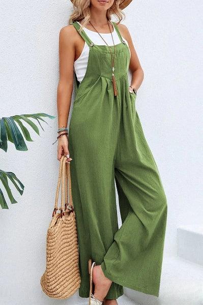Women's Casual Wide Leg Jumpsuit: Sleeveless Summer Jumpsuit