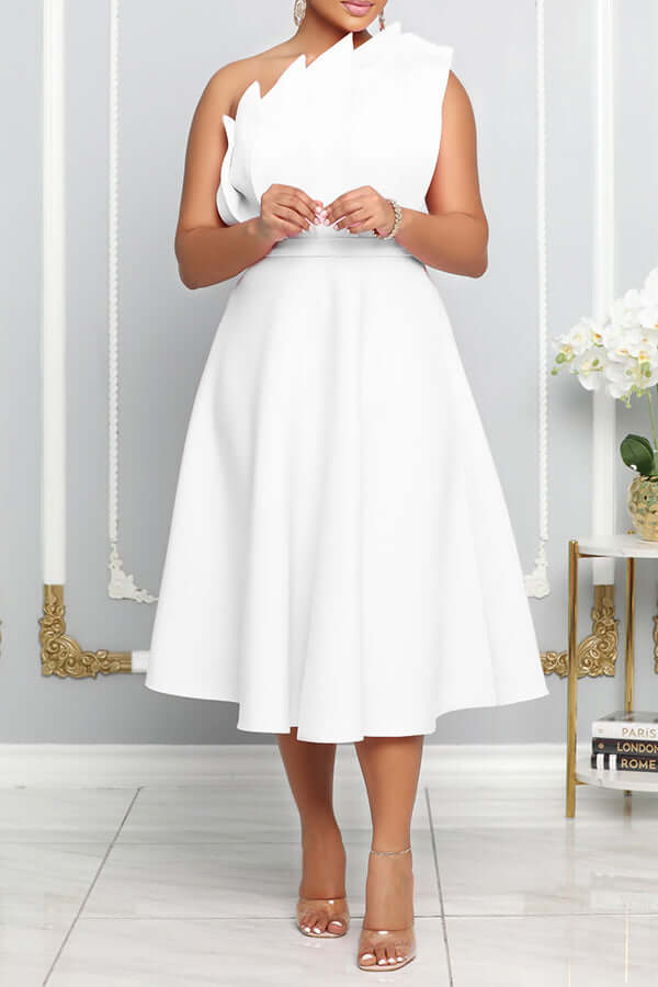 Romantic One-Shoulder Flare Women's Dress