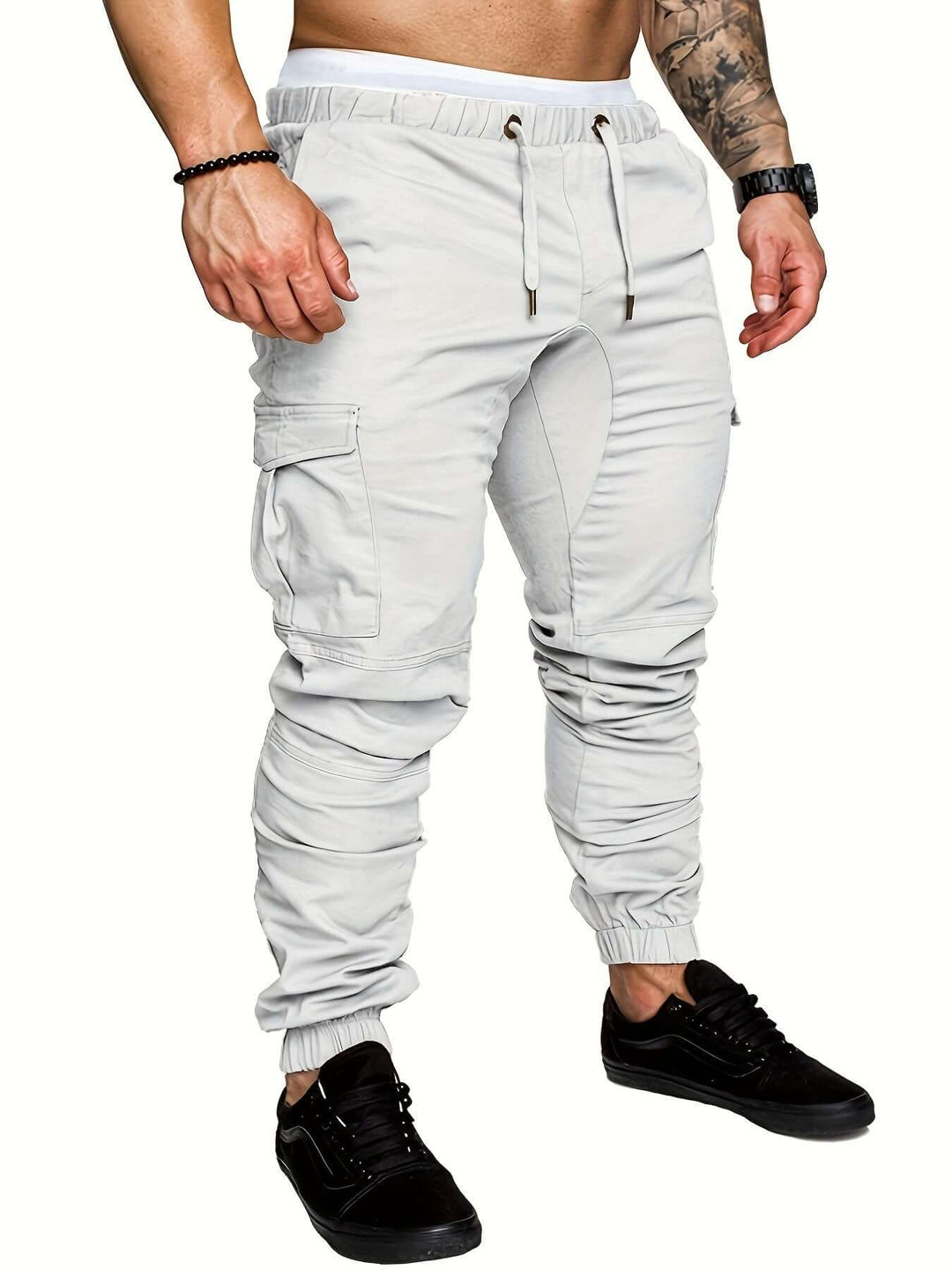 Men's Casual Cargo Joggers: Elastic Waist, Tapered Fit