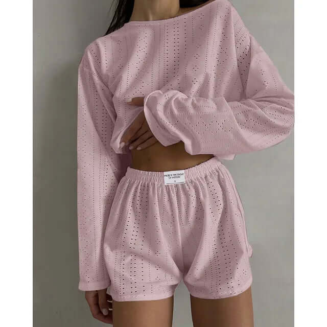 Women's Summer Eyelet Knit Lounge Set