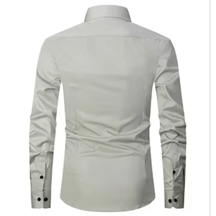 Men's Slim Fit Long Sleeve Shirt with Contrast Buttons