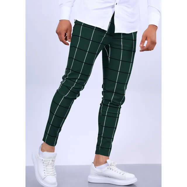Men's Casual Checkered Trousers: Modern Fit, Breathable