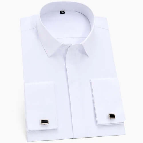 Men's Formal Dress Shirt: Classic Spread Collar & French Cuffs
