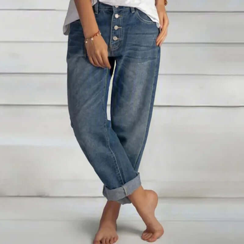 Women's High-Waisted Loose Fit Denim Jeans