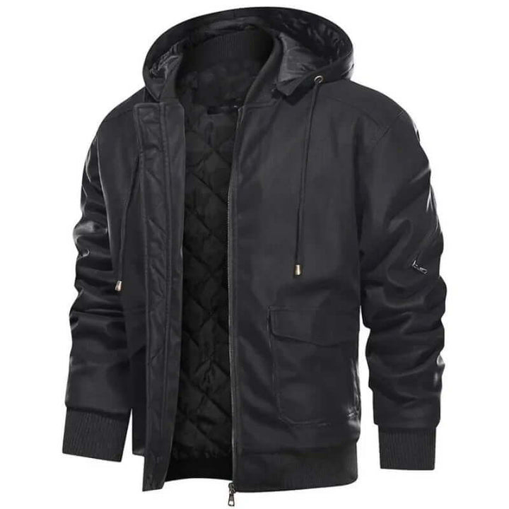 Men's Faux Leather Biker Jacket - Winter Warmth & Style