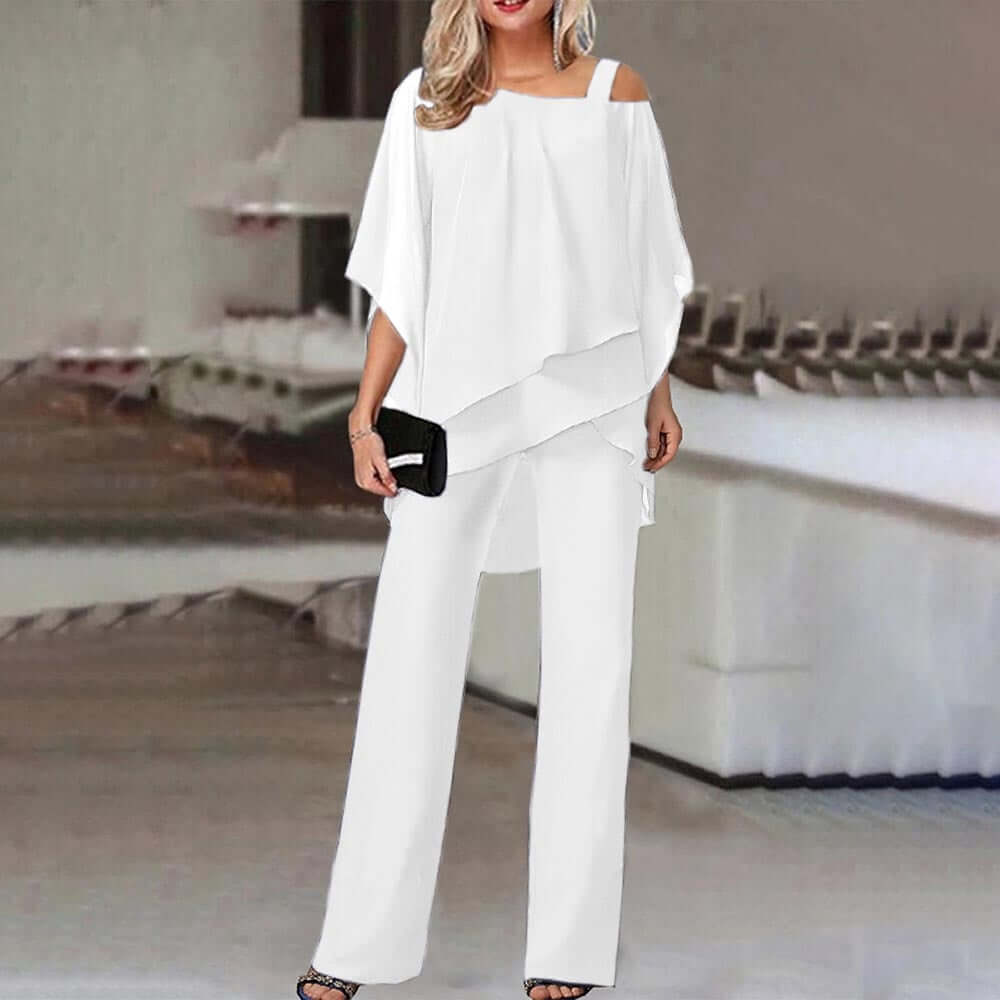 Elegant Cold Shoulder Jumpsuit: Flowy & Stylish Women's Jumpsuit