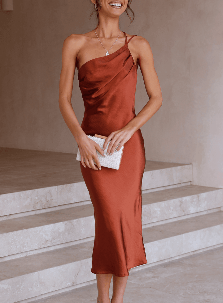 Women's Satin Midi Slip Dress: Elegant & Versatile