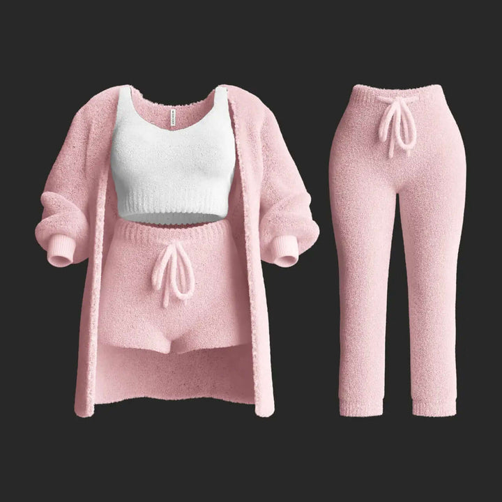 Women's Cropped Knitted Sweater & Shorts Set