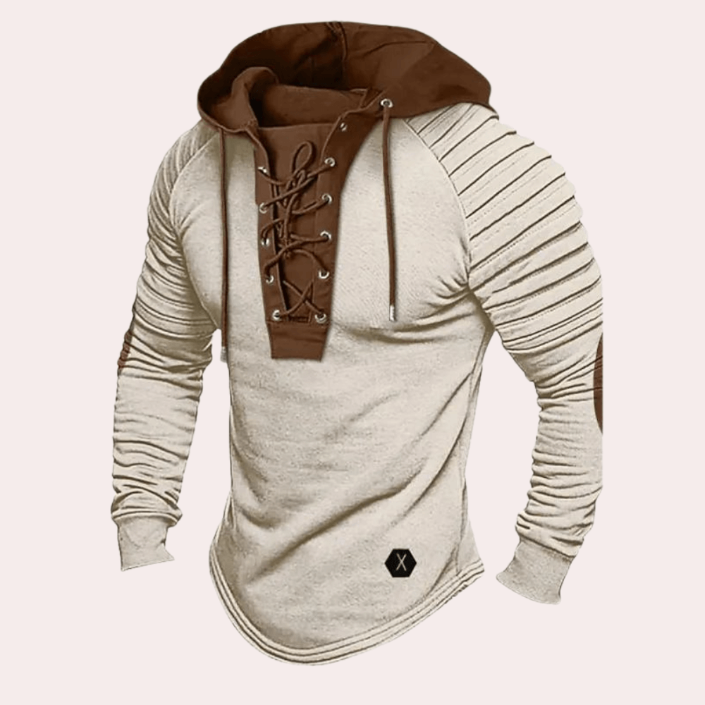 Men's Modern Hooded Sweatshirt with Lace-Up Detail