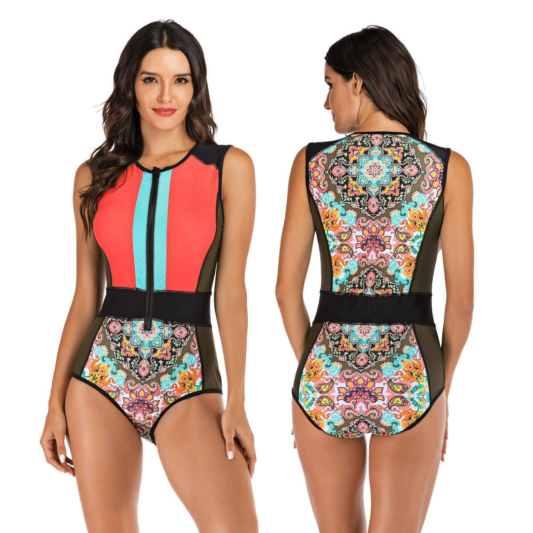 Women's Sporty Zippered Swimsuit