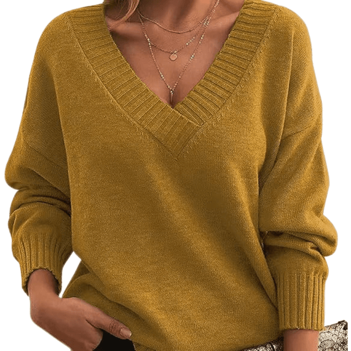 Women's V-Neck Knit Sweater: Soft, Elegant Everyday Wear
