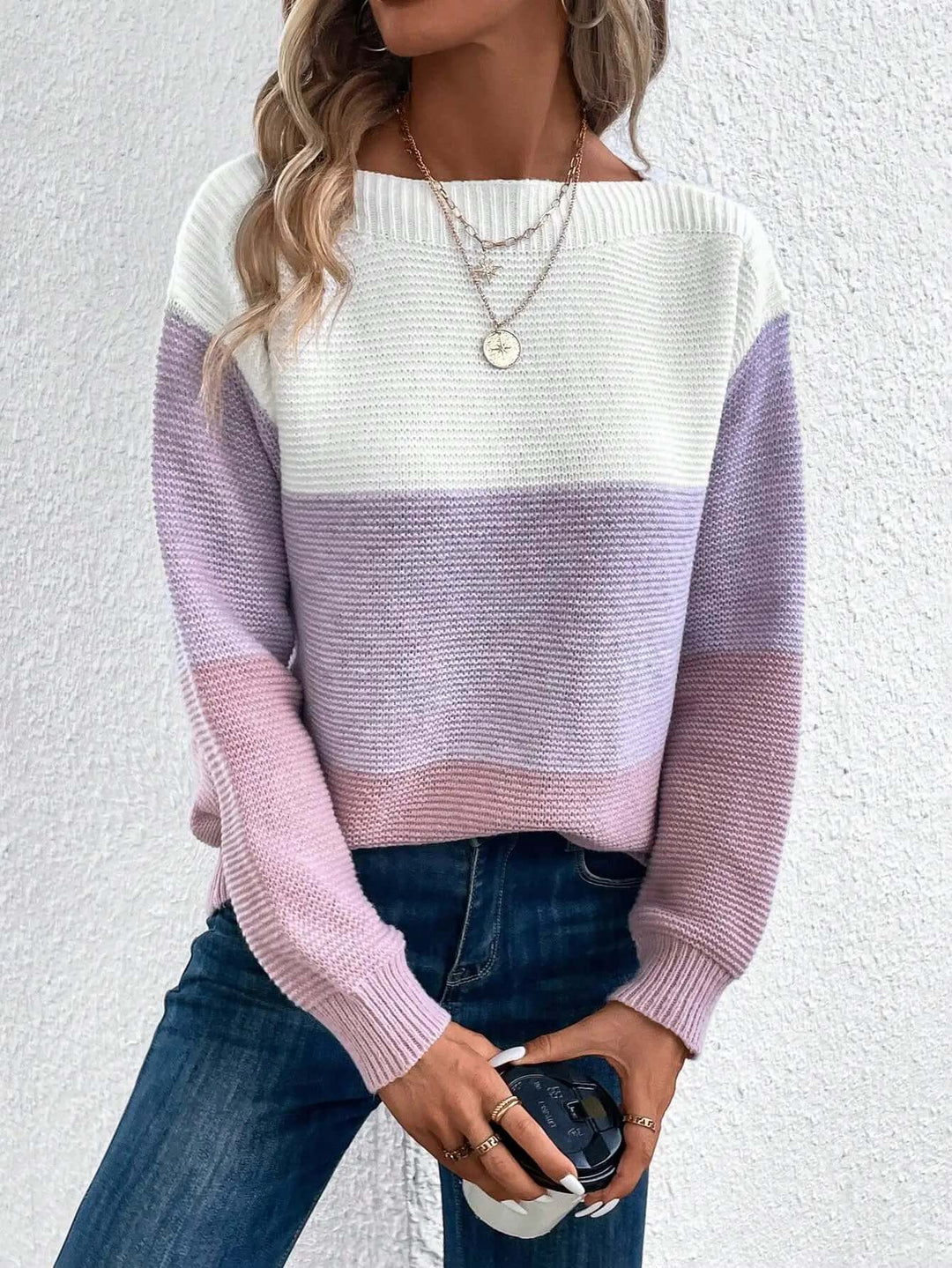 Women's Long Sleeve Round Neck Knit Sweater