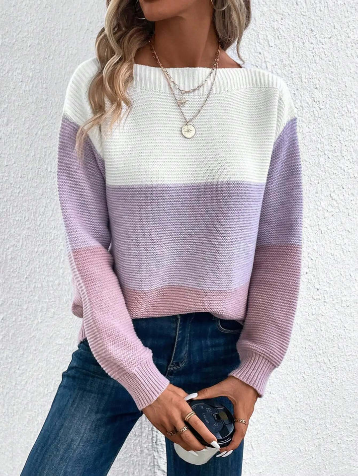 Women's Long Sleeve Round Neck Knit Sweater