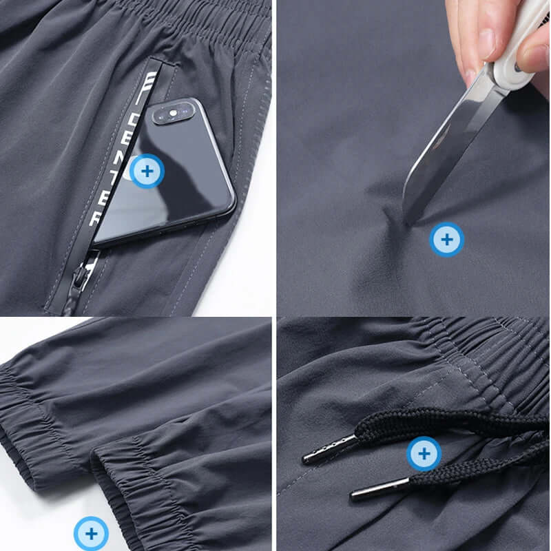 Men's Slim-Fit Running Pants with Zipper Pockets