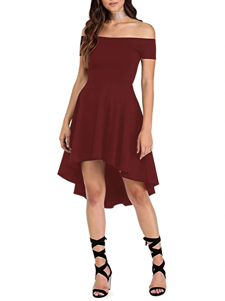 Women's Off-Shoulder High-Low Dress: Elegant & Comfortable